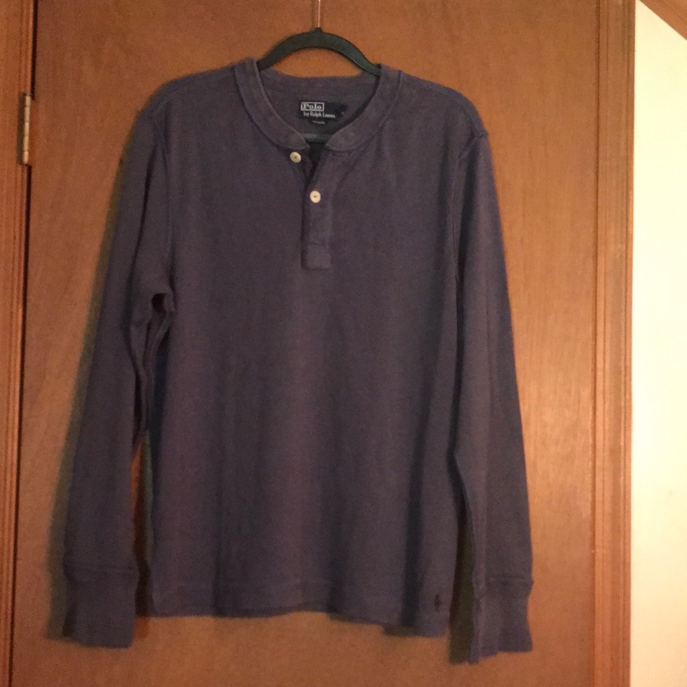 Men’s gray/blue Polo river rider thermal shirt